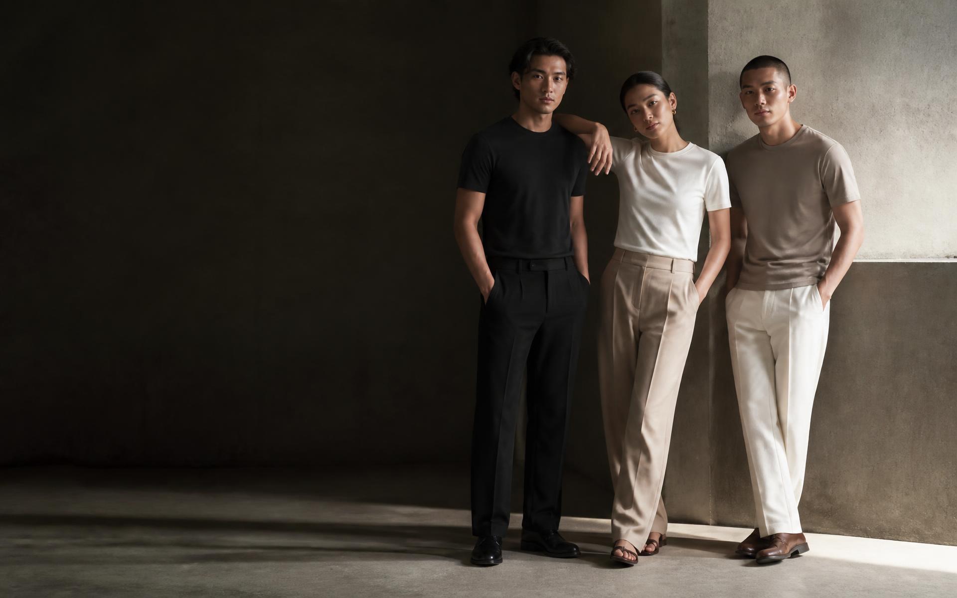 Models wearing Hansman plain cotton-blend shirts